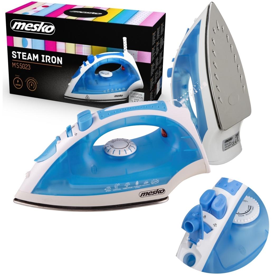 Fier de calcat Mesko MS 5023, 2200W, talpa otel, abur, 1.9m cablu