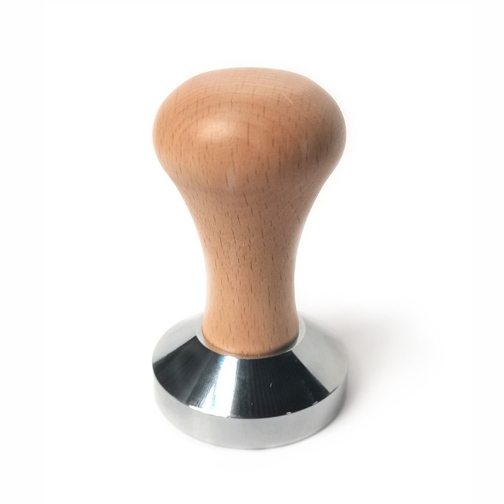 Тампер за кафе, Неръждаема стомана/Дърво, Кафяво/Сребристо