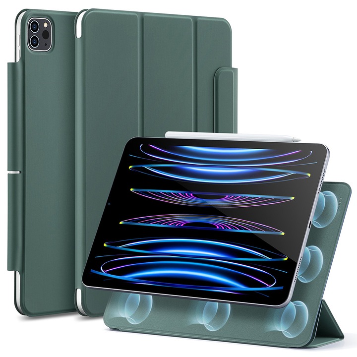 Защитен калъф за таблет ESR, Rebound Magnetic, съвместим с Apple iPad Pro 11, 2018/2020/2021/2022, зелен
