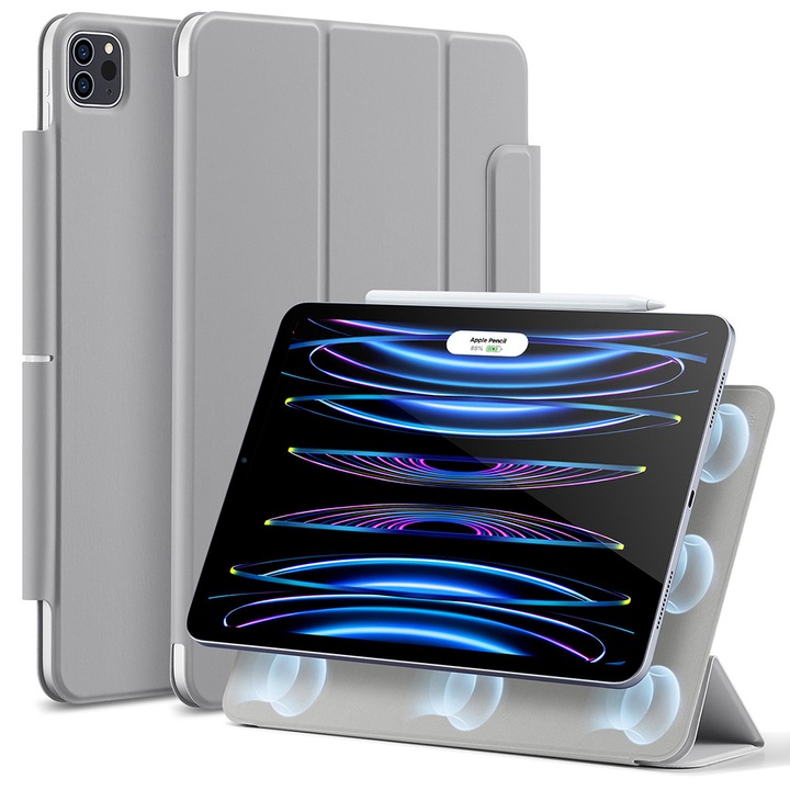 Husa de protectie tableta ESR, Rebound Magnetic compatibila cu Apple iPad Pro 11, 2018/2020/2021/2022, Gri