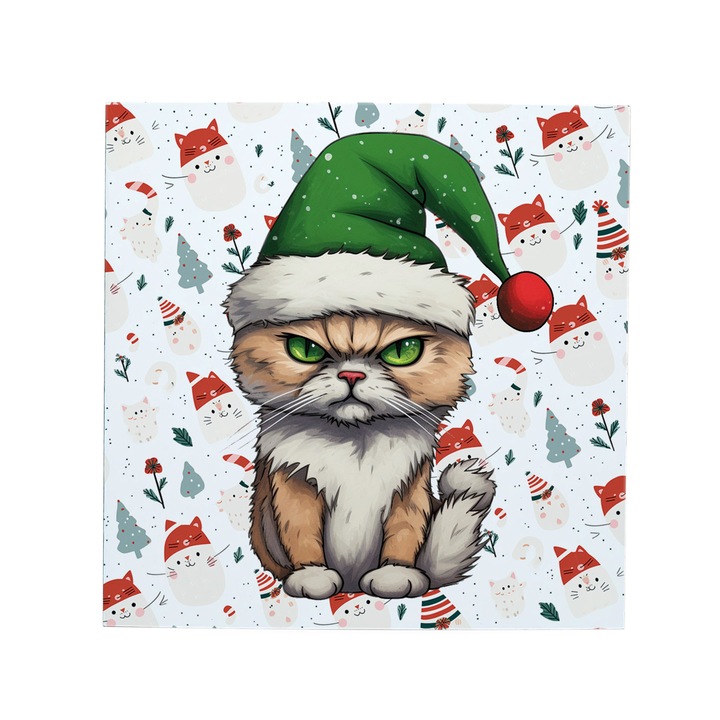 Felicitare Minicard Merry Cat-mas 8x8cm