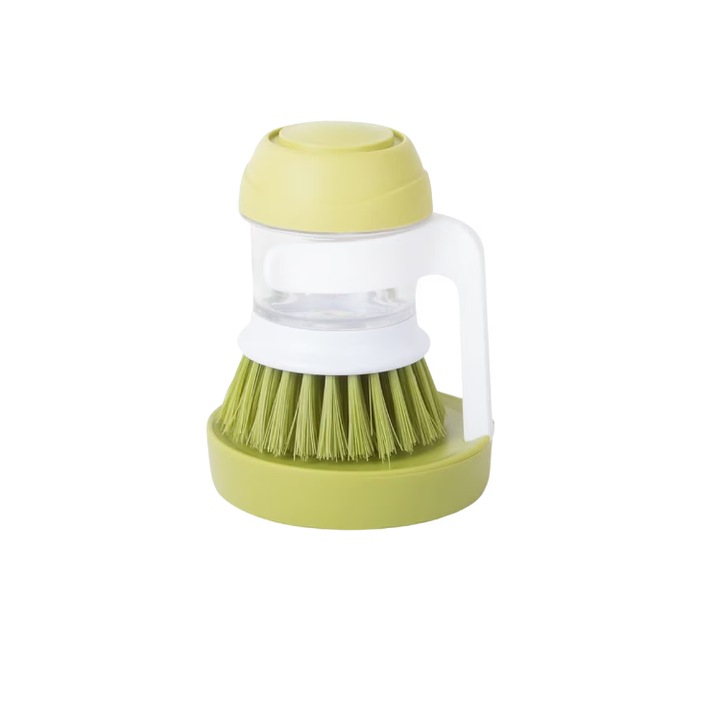 Mosogatókefe Stuffix® adagolóval, mosószerhez, 9,5 x 7 cm, zöld/fehér