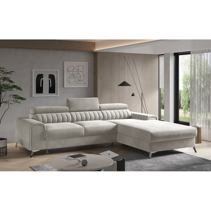 Grayson ágyfunkciós sarokgarnitúra jobbos bézs 278 cm x 205 cm