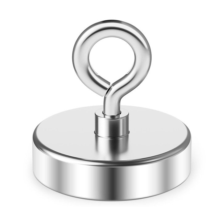 Magnet fishing neodym Puternic, Minetgnon®, 60 mm, 0-85KG, Argintiu