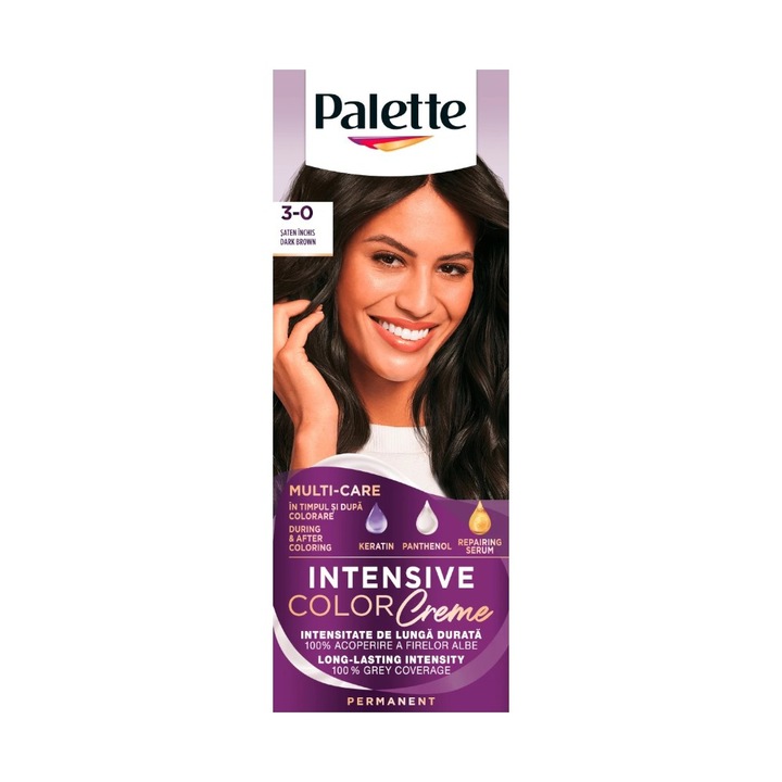 Set 4 x Vopsea de Par Permanenta Palette Intensive Color Creme N2 Saten Inchis, 110 ml