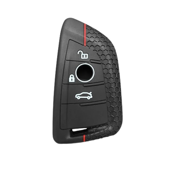 Husa cheie AUTOTOB®, din silicon, BMW, model sport, negru/rosu