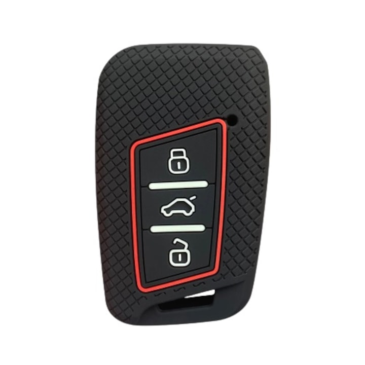 Husa cheie VW Passat Golf 7 Arteon Skoda Superb Karoq Kodiaq Seat Ateca, model sport, negru/rosu