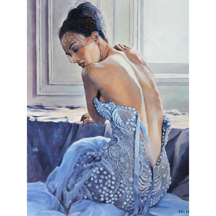 Рисуване по номера ITA ART, 50 нюанса синьо, 30х40см, Многоцветен