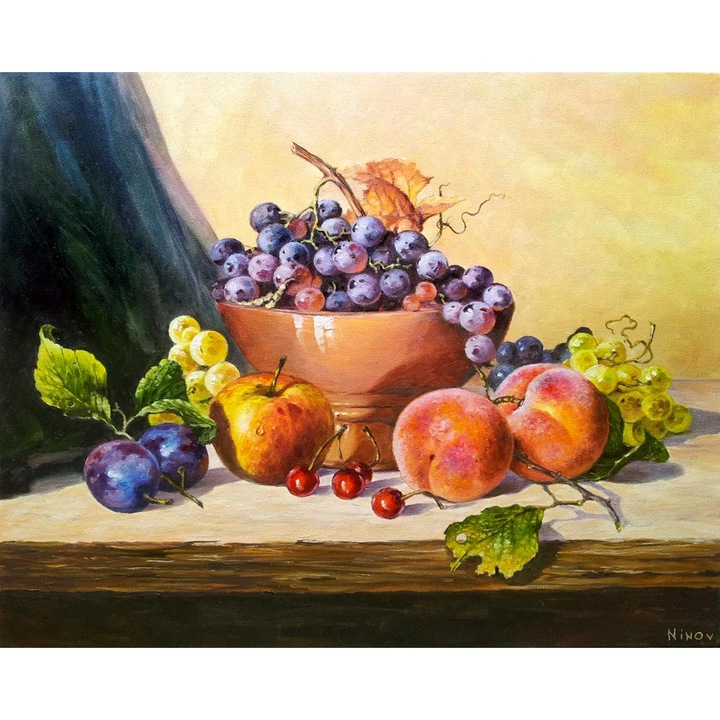 Рисуване по номера ITA ART, Натюрморт с грозде, 40х50см, Многоцветен