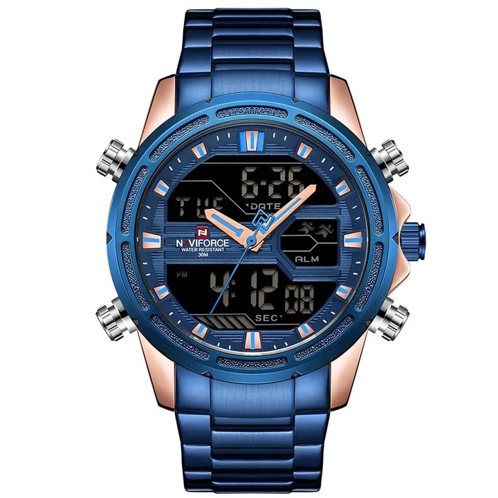 Мъжки часовник Naviforce Sport Digital Casual Chronograph Fashion Quartz Analog Military Style Army Blue