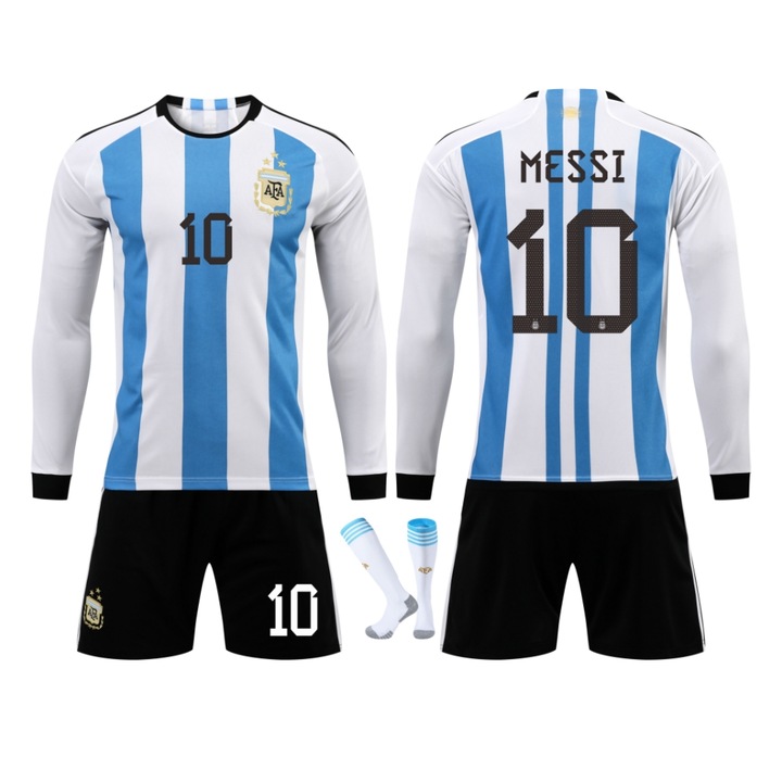 Детска спортна екипировка Аржентина Меси Комплект футболна фланелка с дълги ръкави, Многоцветен