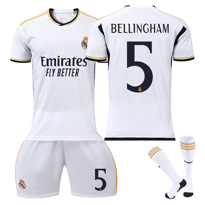 Детски спортен екип Real Madrid Bellingham Soccer Jersey, YSHT, Бял, Бял