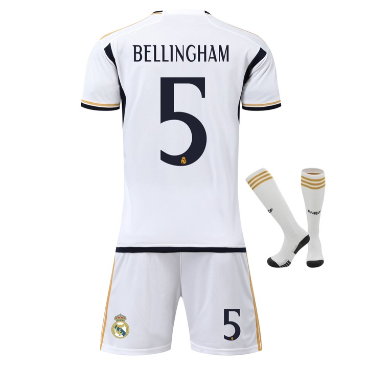 Комплект мъжка спортна екипировка Реал Мадрид Белингам, Бял