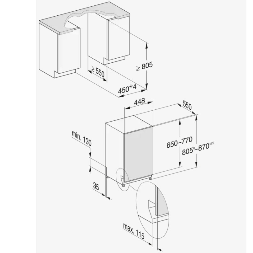 Masina de spalat vase incorporabila Miele G 5590 SCVi SL ED Active, 9 seturi, 5 programe, Clasa E, QuickPowerWash, 45 cm, Alb