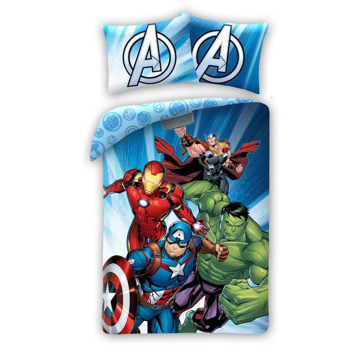 Детски спален комплект Avengers A, 140x200, 70x90, Многоцветен
