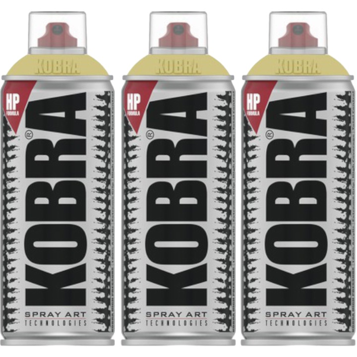 Set 3 x Vopsea Spray Acrilic Kobra HP, Senape/Galben, 400 ml
