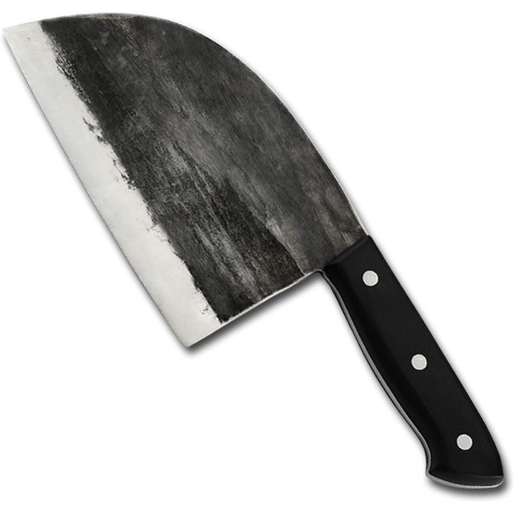 Satar din Otel Inoxidabil, Forjat Manual, Calitate Premium, Maner Ergonomic din Lemn, Full Tang 28,5cm, Negru