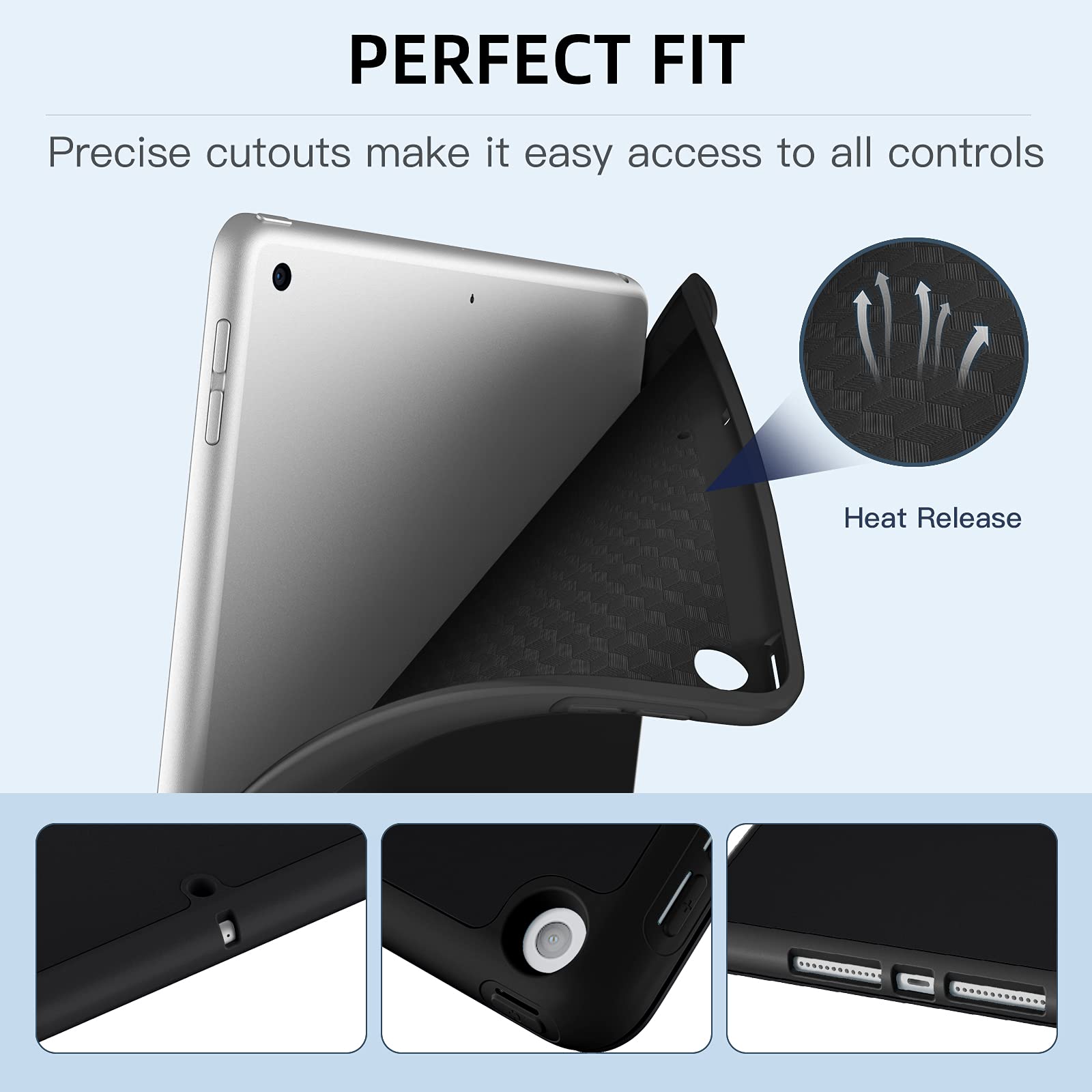 Husa protectie tableta, LNAISI, TPU/Poliuretan, Compatibila cu iPad 10.2", Negru