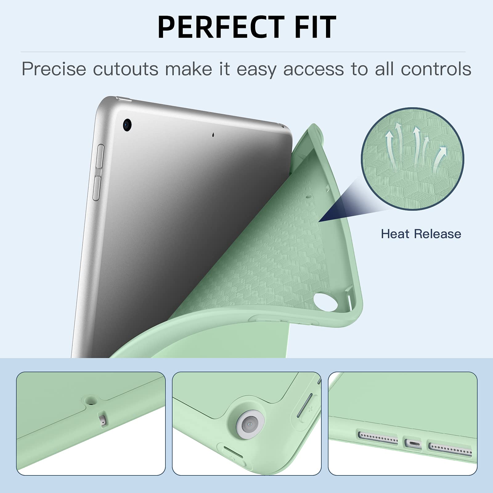 Husa protectie tableta, LNAISI, TPU/Poliuretan, Compatibila cu iPad 10.2", Verde