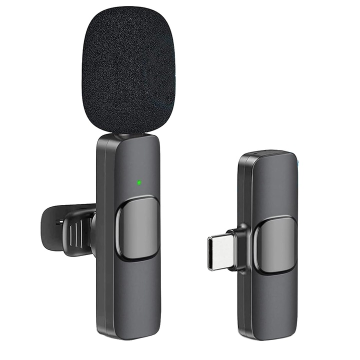 Lavaliera, LNAISI, Wireless, USB-C, Profesional, Negru