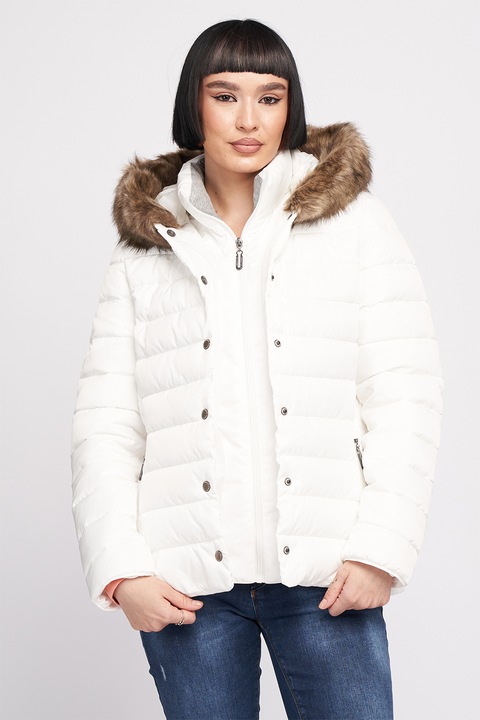 Timeout, Geaca cu vatelina si gluga, Alb, M