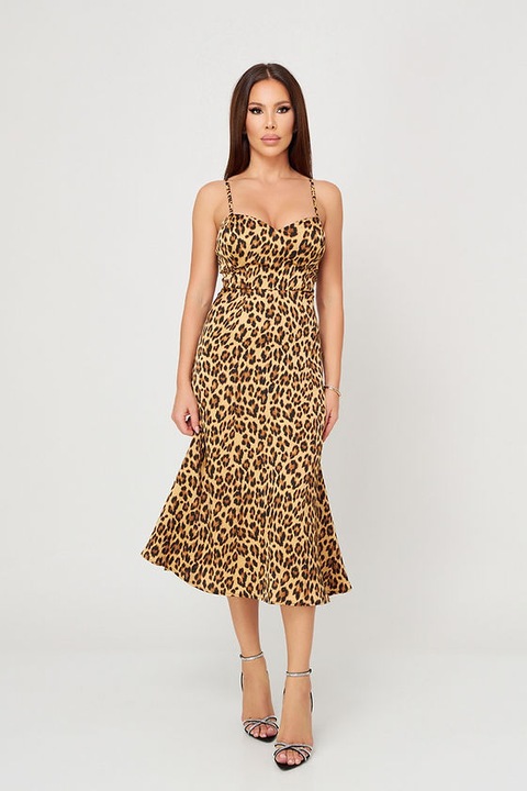 Дамска рокля, ELINE STUDIOS, Leah, Leopard, Midi21'', Leopard Print