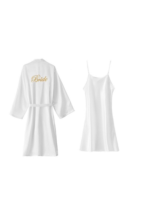 Camasa de noapte pentru nunta, lunga pentru femei, de primavara si vara, din matase, brodata, marimea M, Alb AleFla Eshop