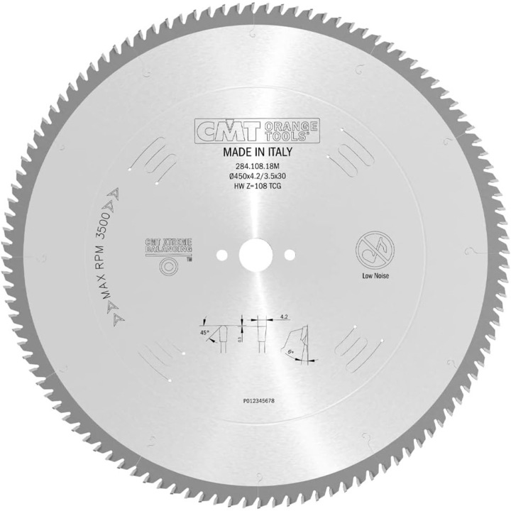 Disc circular pentru aluminiu/alama/PVC, CMT, Otel, Diametru 450 mm, Argintiu