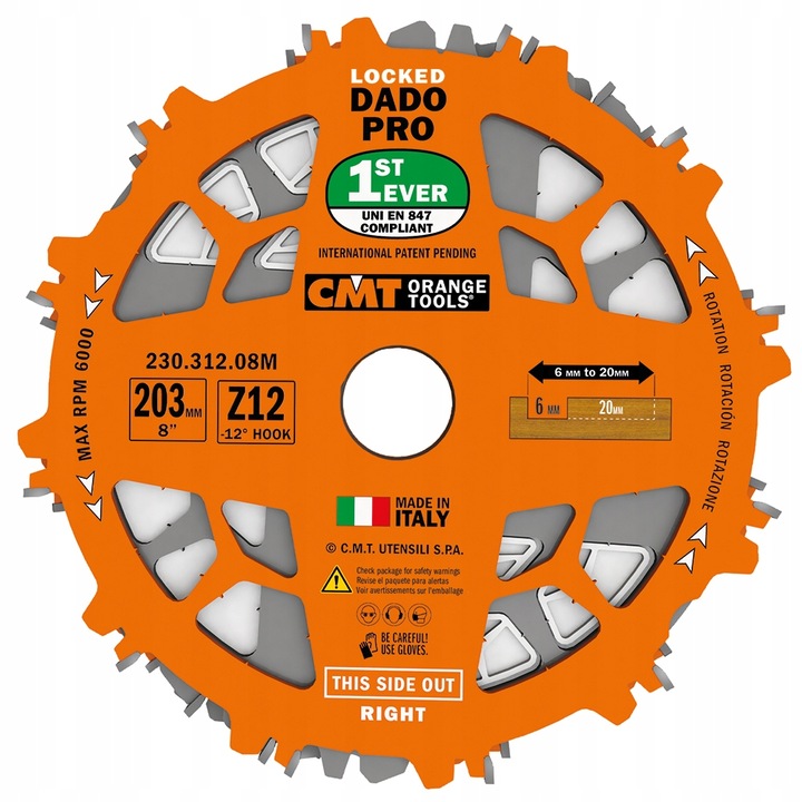 Panza circular pentru canelare, CMT, 203x30x12Z