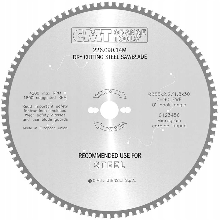 Disc fierastrau pentru otel 355x30x90Z / STANDARD STEEL