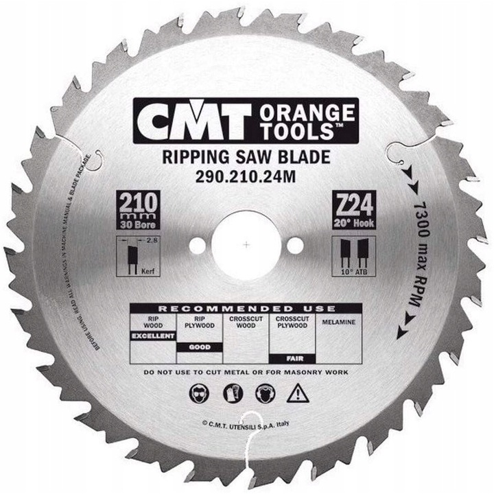 Нож за трион CMT 210x30x24Z / за дърво / надлъжно рязане