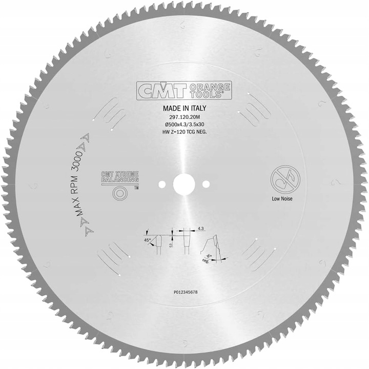Диск за циркуляр CMT Orange Tools HM, 500mm, 30mm, за алуминий/PVC, Сребрист