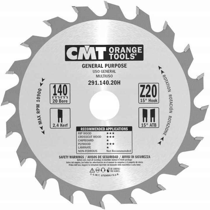 Нож за трион за дърво, CMT, стомана, 140x20x20Z