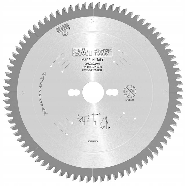 Диск за циркуляр CMT Orange Tools HM, за алуминий/PVC, 250mm, 32mm, Silver