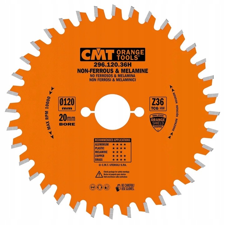 Panza fierastrau CMT 120x20mm, 36 dinti, -6 grade, pentru aluminiu si HPL