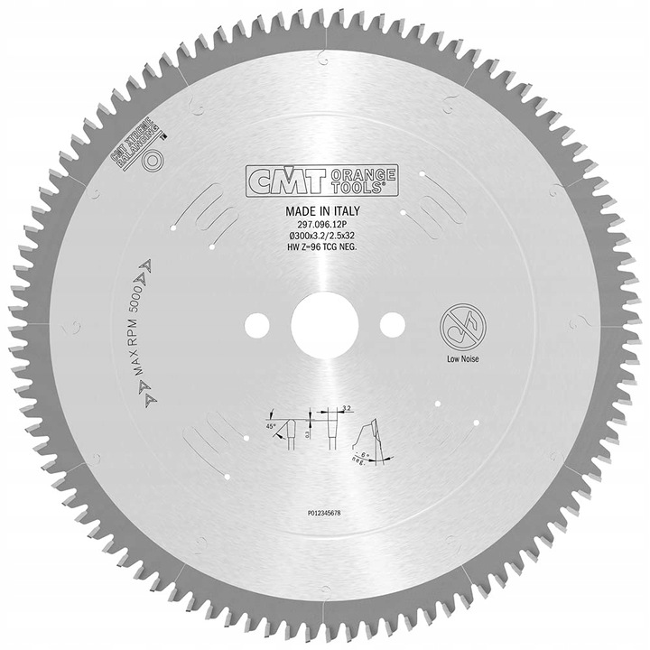 Нож за трион за алуминий/PVC CMT Orange Tools HM, 300mm, 32mm, Silver