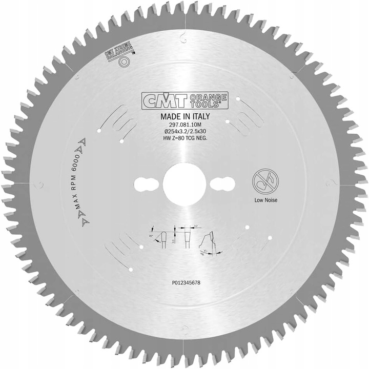Нож за трион за алуминий/PVC CMT Orange Tools HM, 254mm, 30mm, Silver