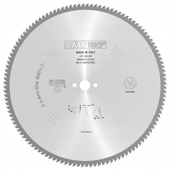 Диск за циркуляр CMT Orange Tools HM, 500mm, 32mm, за алуминий/PVC, Сребрист