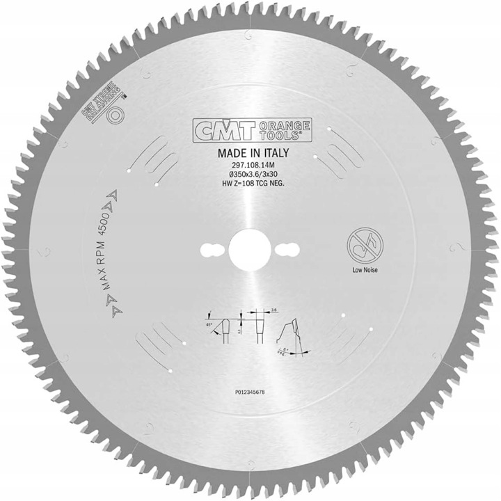Трион за алуминий/PVC CMT Orange Tools HM, 350mm, 30mm, Silver