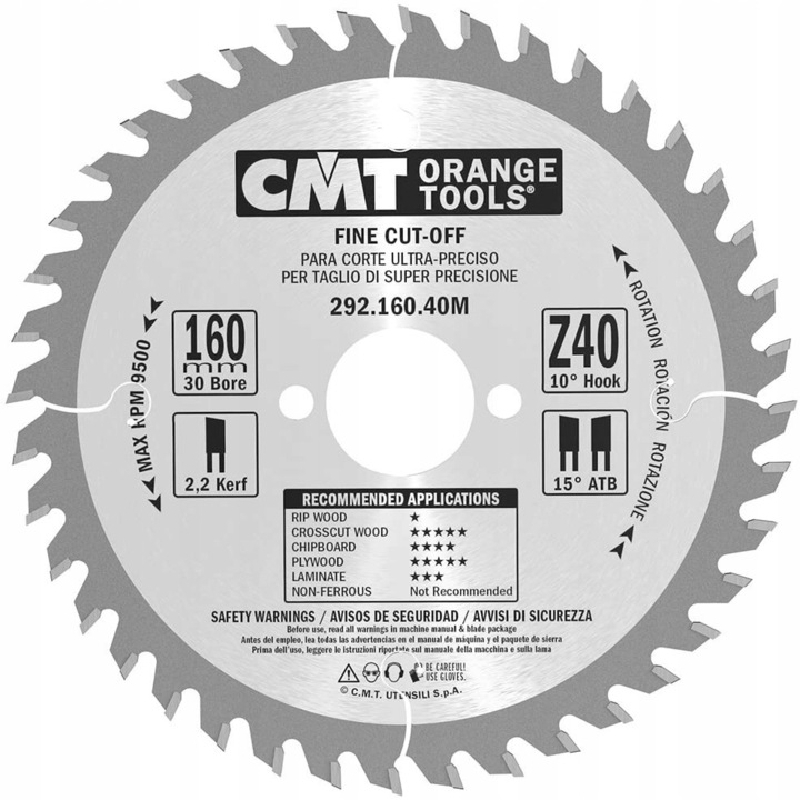 Диск за циркуляр за дърво 160x30x40Z / напречно рязане