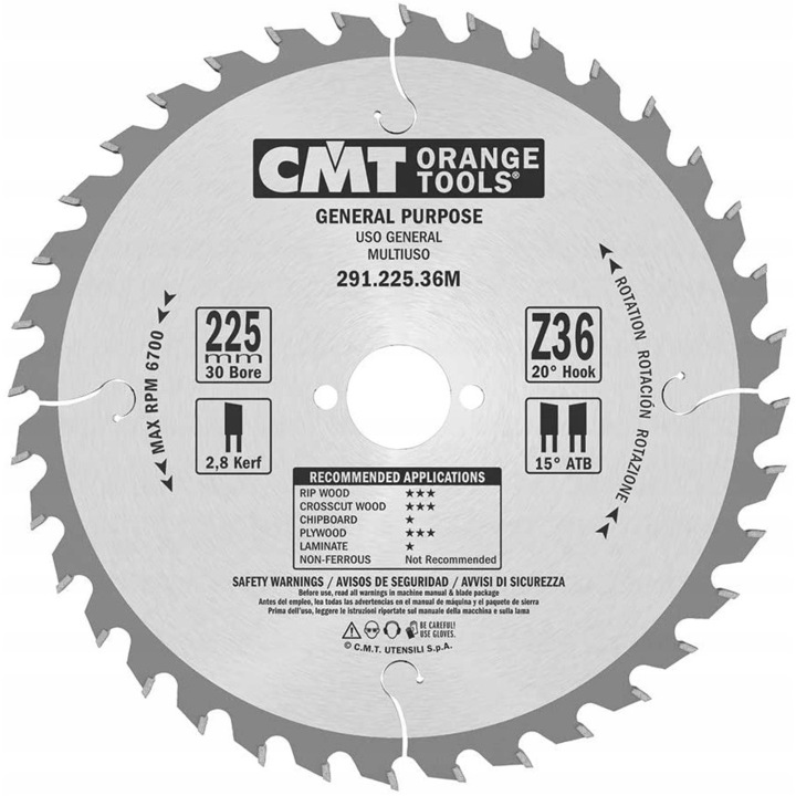 Panza fierastrau pentru lemn, CMT, 225x30x36Z