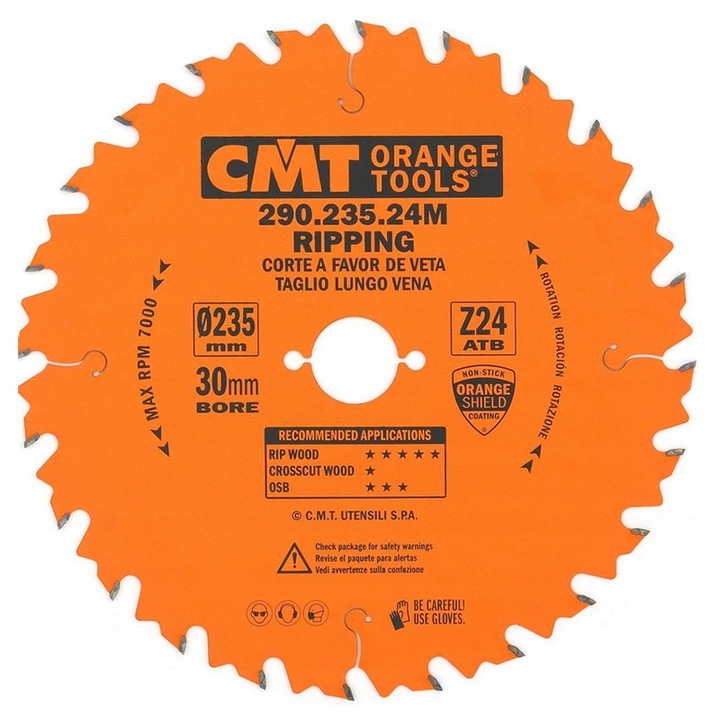 Нож за трион за дърво, CMT, стомана, 235x30x24Z, оранжев