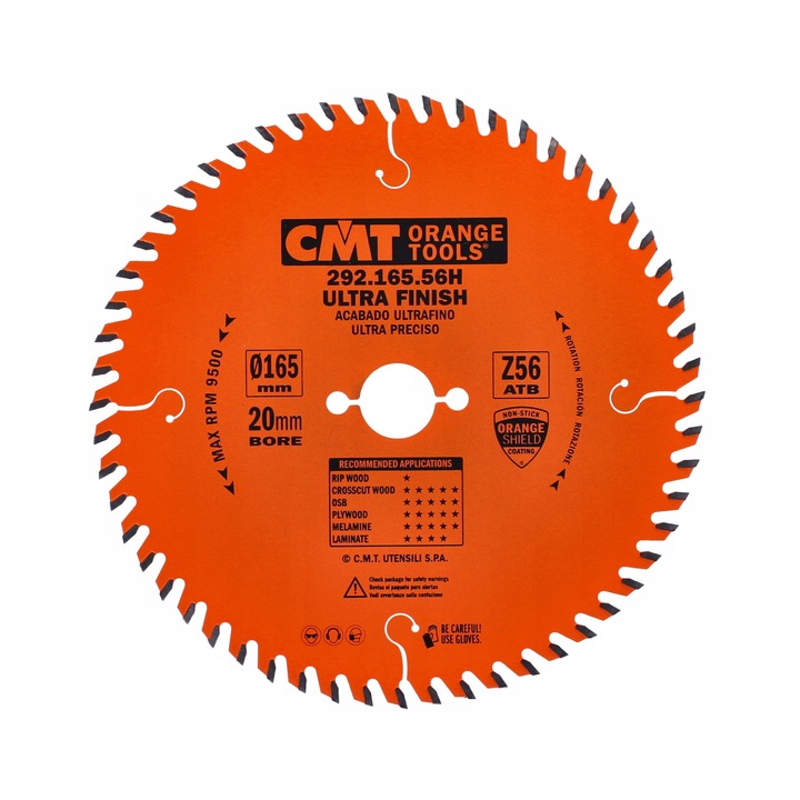 Нож за трион за дърво, CMT, 165x20 mm x 56Z, стомана, оранжев