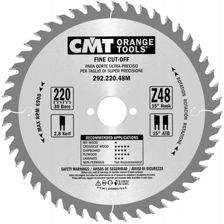 Нож за трион за дърво CMT 220x30x48Z