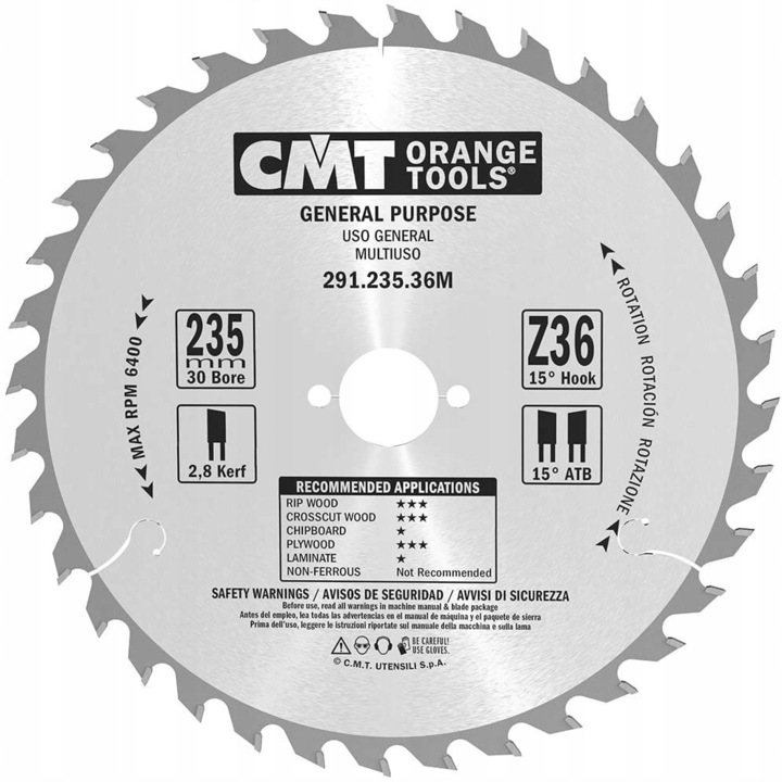 Нож за трион за дърво CMT 235x30x36Z