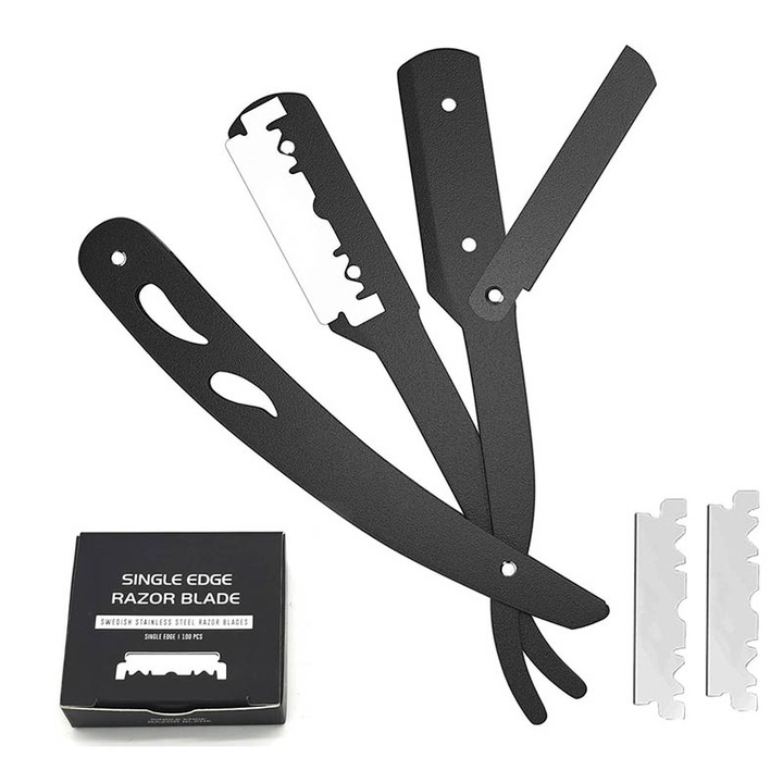 Комплект самобръсначки, неръждаема стомана, 100 x ножчета, черни