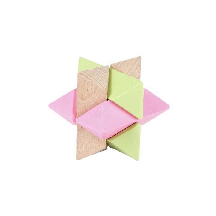Jucarie Cub Rubik, Lemn, 7.5cm, Multicolor
