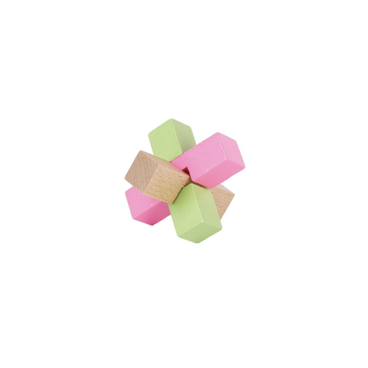 Jucarie Cub Rubik, Lemn, 6.8cm, Multicolor