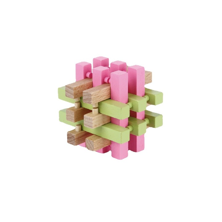 Jucarie Cub Rubik, Lemn, 7.5 x 7.5cm, Multicolor
