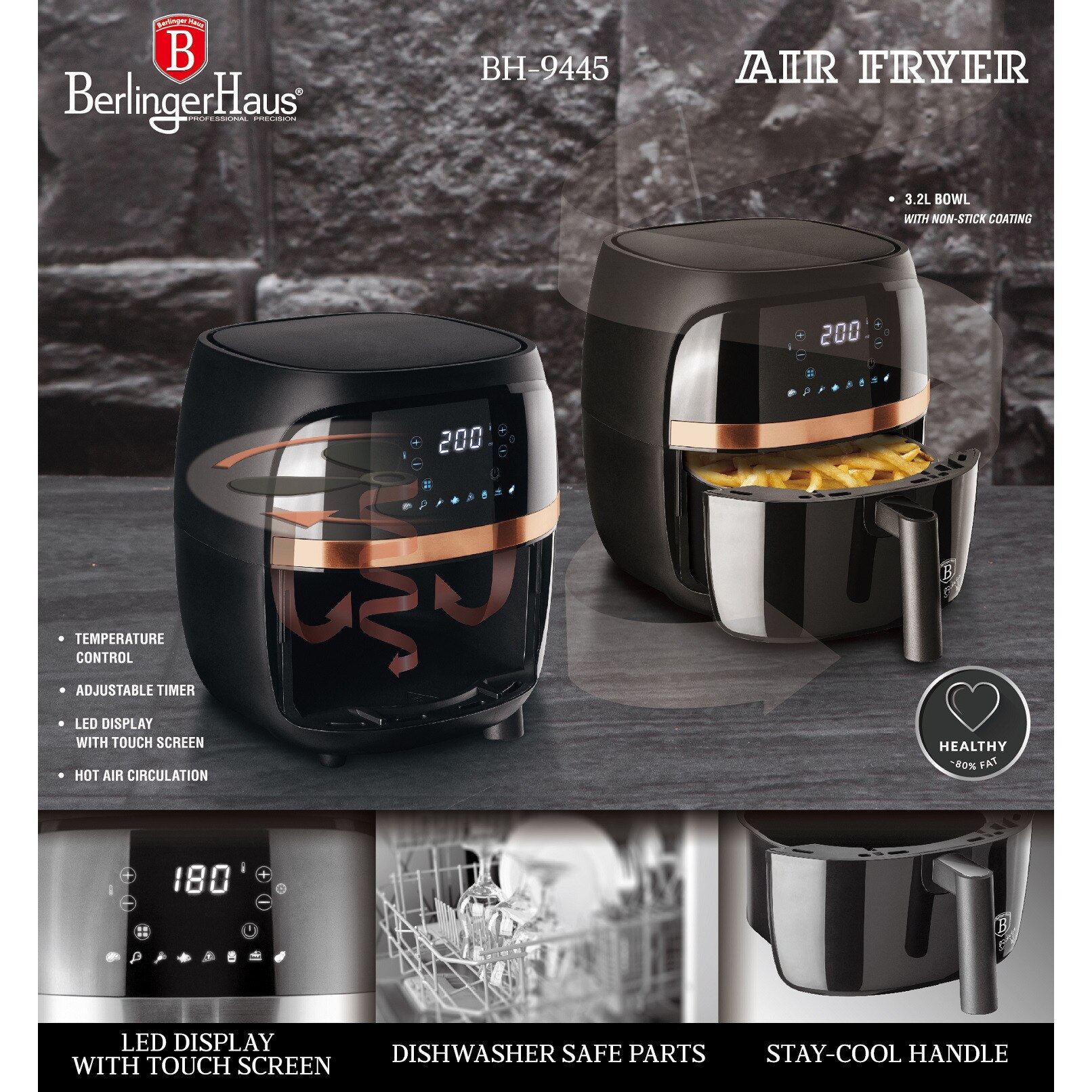 Air Fryer Berlinger Haus BH-9421 Black Rose Gold